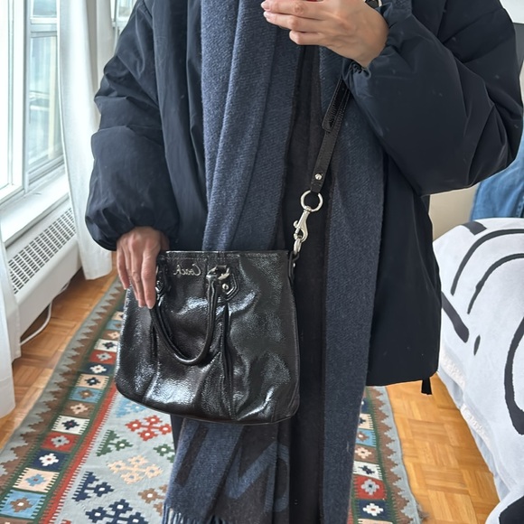 Brown Patent Leather Convertible Crossbody Bag - Picture 13 of 14